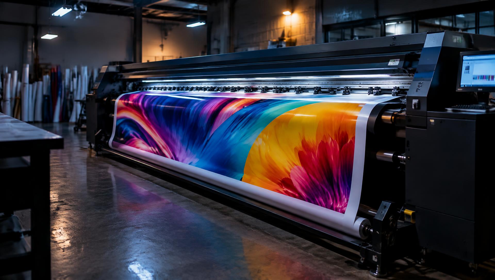 Large format printer producing a colour flex banner
