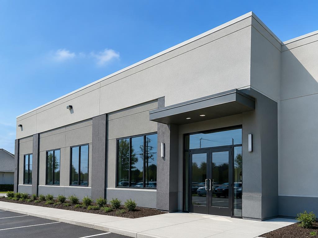 Freshly painted commercial building exterior